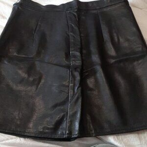Soft black leather mini skirt
